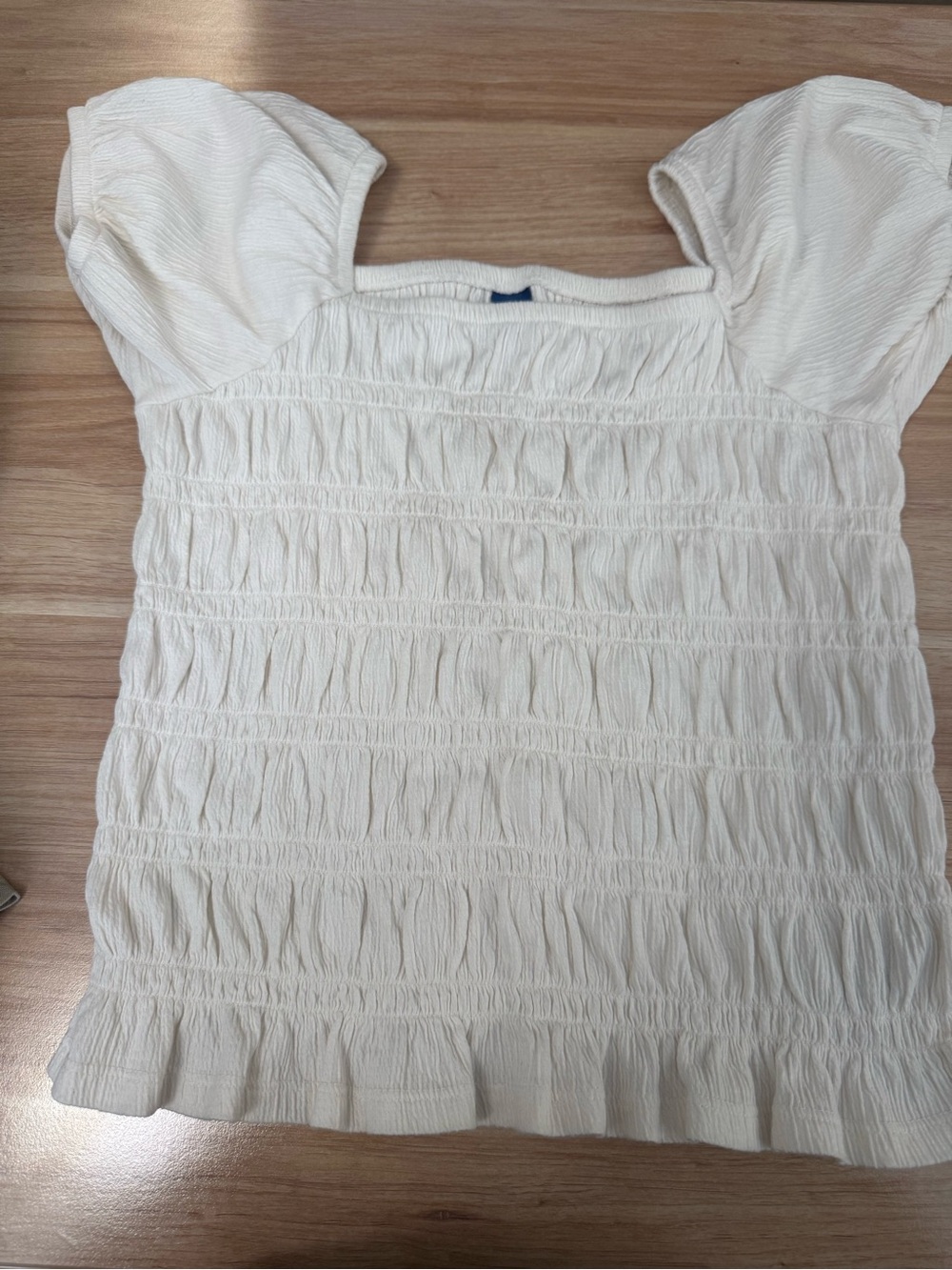 Old Navy Cream Smocked Square-Neck Puff Sleeve Top